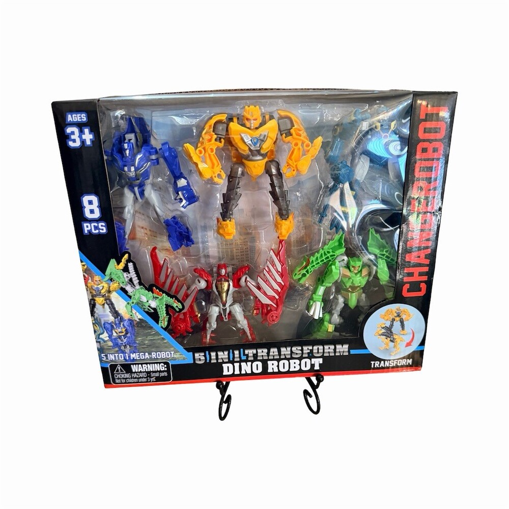 CHANGEROBOT 5-in-1 Transform Dino Robot 8pc Transforming Figure Set Boxed